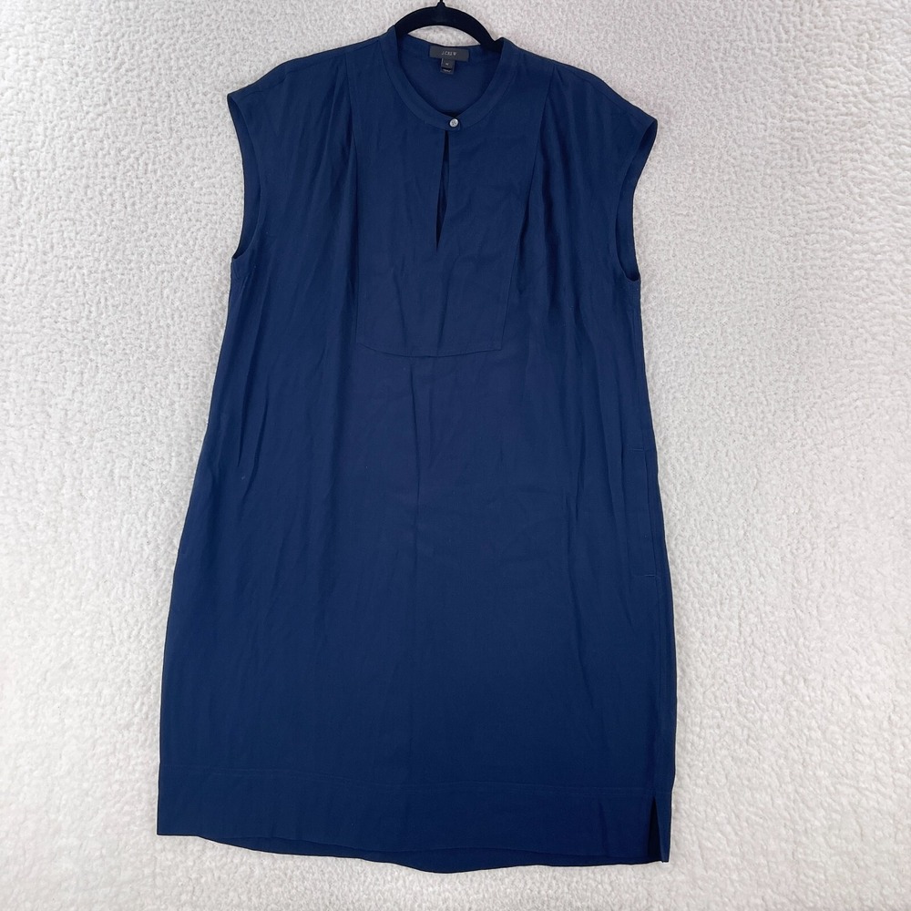 J. Crew Navy Blue Pullover Sleeveless‎ Shirt Dress Womens Pockets Size Medium